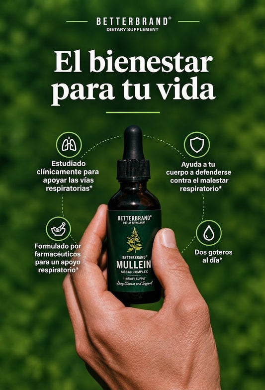 Suplemento BETTERBRAND Mullein + Chlorophyll gotero 60 ml - Renovación y eficiencia pulmonar