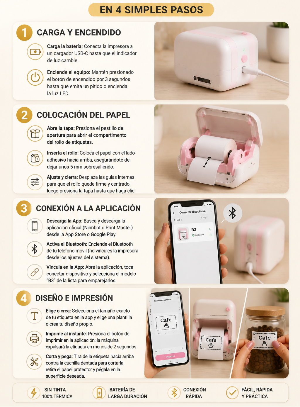Pequeña en tamaño, enorme en posibilidades de impresión: Mini Impresora Portátil ¡POR TAN SOLO $109.990 COMPRANDO YA!