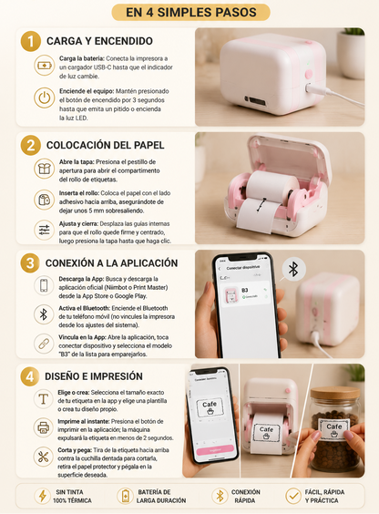 Pequeña en tamaño, enorme en posibilidades de impresión: Mini Impresora Portátil ¡POR TAN SOLO $109.990 COMPRANDO YA!