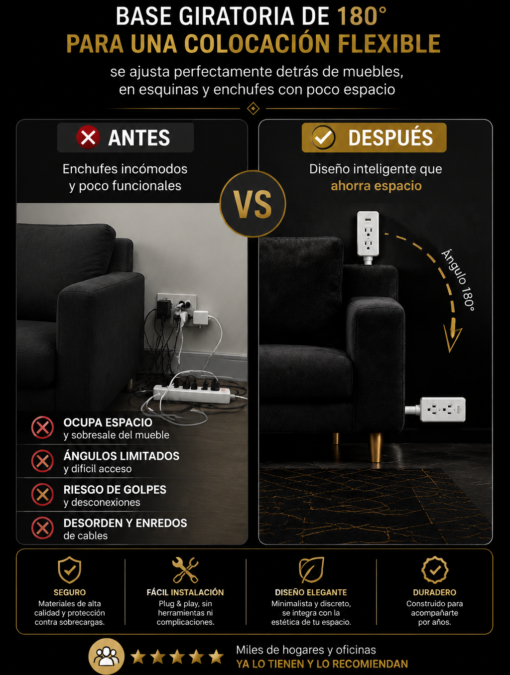 Olvídate de los enchufes incómodos con el PowerFlex 180° ¡POR TAN SOLO $119.990 COMPRANDO YA!