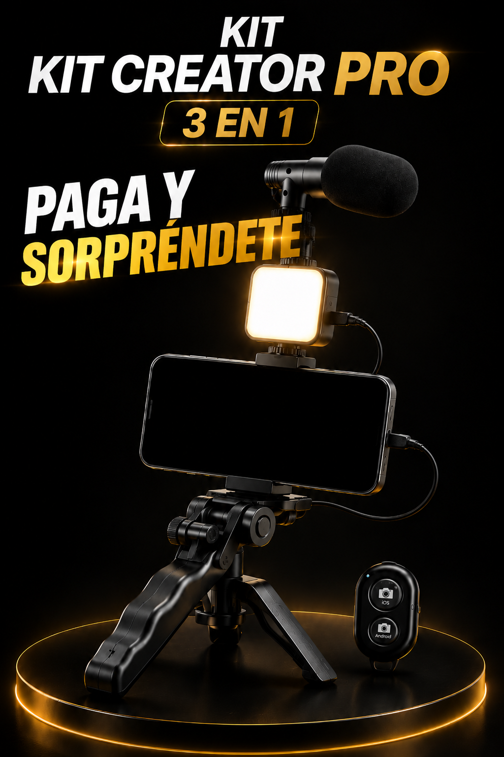 Lleva la calidad de las grabaciones a otro nivel con el KIT CREATOR PRO 3 en 1 ¡POR TAN SOLO $69.990 COMPRANDO YA!