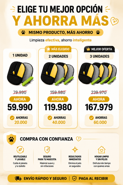 Tu ropa limpia, tu mascota feliz con PeluClean ¡POR TAN SOLO $59.990 COMPRANDO YA!