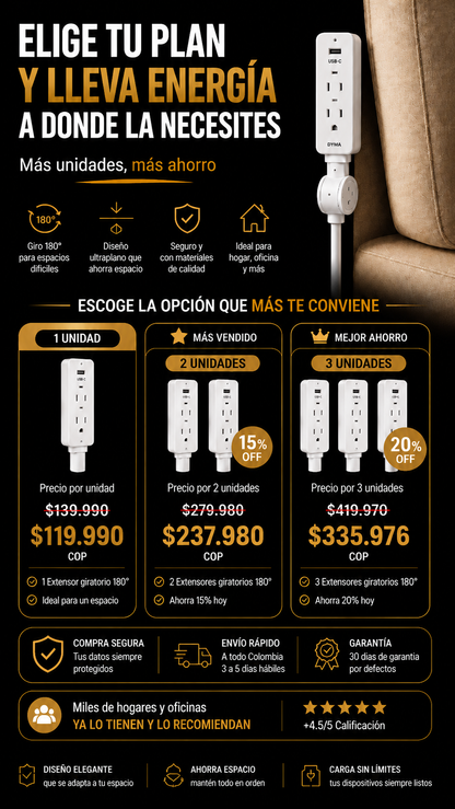 Olvídate de los enchufes incómodos con el PowerFlex 180° ¡POR TAN SOLO $119.990 COMPRANDO YA!