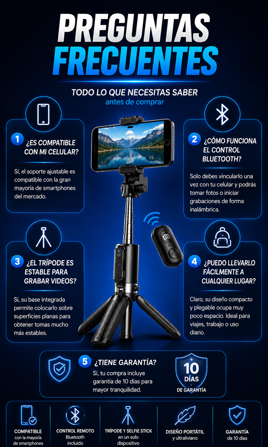 Lleva tus SELFIES y VIDEOS al siguiente nivel con TE Tripode Selfie ¡POR TAN SOLO $99.990 COMPRANDO YA!