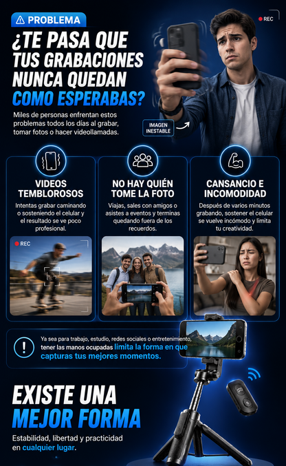 Lleva tus SELFIES y VIDEOS al siguiente nivel con TE Tripode Selfie ¡POR TAN SOLO $99.990 COMPRANDO YA!
